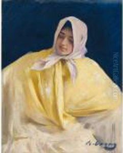 Chula Con Manton Amarillo (girl With A Yellow Shawl) by Ramon Casas