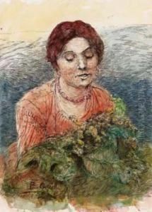 Ragazza Con Collana In Corallo by Basilio Cascella
