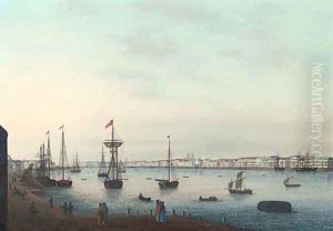 View of St. Petersburg Along Neva River by Johann Wilhelm Gottfried Barth