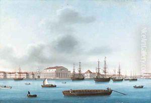 View of the Bourse across the Neva by Johann Wilhelm Gottfried Barth