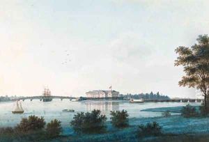 View of the Kamenno-ostrov Palace across the River Neva by Johann Wilhelm Gottfried Barth