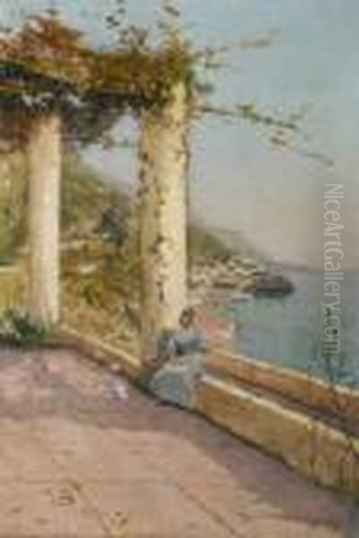 Portrait De Madame Casile Sur Sa Terrasse. by Alfred Casile