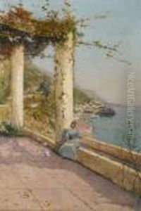 Portrait De Madame Casile Sur Sa Terrasse. by Alfred Casile