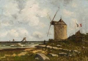 Moulin En Bord De Cote Par Grand Vent. by Alfred Casile