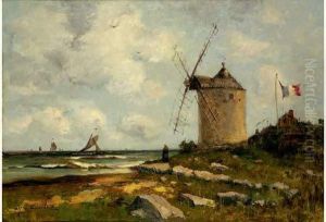 Le Moulin En Bord De Mer, Circa 1890 by Alfred Casile