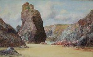 The Steeple Rock, Kynance, Cornwall by William Casley