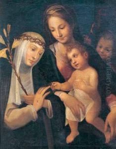 Madonna Con Bambino Santa Caterina E San Giovannino by Alessandro Casolani