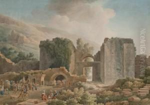 Vue Presumee De La Cite Antique De Perge En Turquie by Louis Francois Cassas