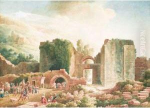 Paysage Oriental Aux Chameaux by Louis Francois Cassas