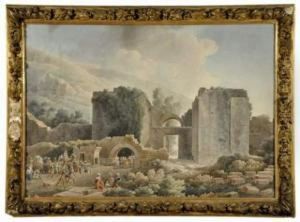 Ruines Antiques Et Soldats Ottomans. by Louis Francois Cassas