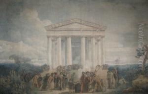 Scene Antique Devant Un Temple by Louis Francois Cassas