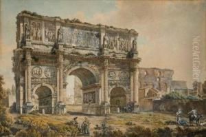 L'arc De Titus, Le Colisee A L'arriere-plan, A Rome