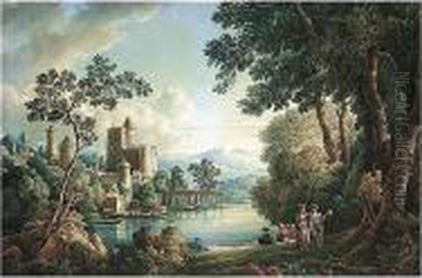 A Capriccio View With Turkish
Figures By A Lake, A City With A Fortress And A Minaret On The Other
Bank - view 1