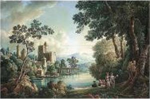 A Capriccio View With Turkish
Figures By A Lake, A City With A Fortress And A Minaret On The Other
Bank A Capriccio View With Turkish
Figures By A Lake, A City With A Fortress And A Minaret On The Other
Bank
