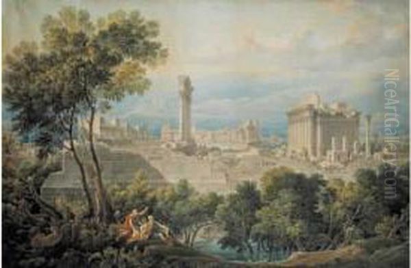 Vue De Baalbek Avec Les Temples De Bacchus Et Jupiter - view 1