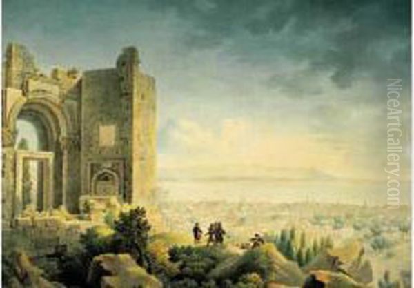 Le Monument De Philopappos A Athenes, Dans Un Paysage Imaginaire. - view 1
