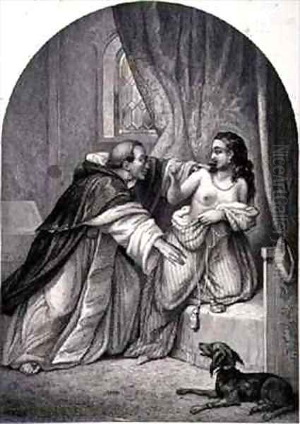 A Monk Seducing a Woman in the 14th Century - view 1