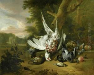 Park Landscape With Game And Fruits. by Pieter Casteels
