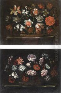 Nature Morte Con Canestri Di Fiori