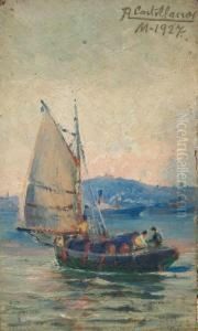 Barca Y Cerro De Montevideo by Roberto Castellanos Mane