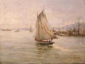 Puerto De Montevideo Con Barcas