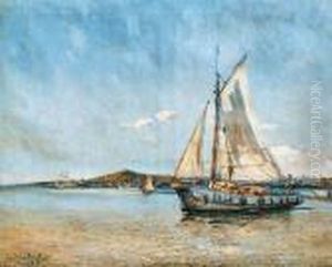 Velero En El Puerto De Montevideo by Roberto Castellanos Mane