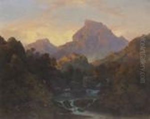 Gebirgslandschaft (in Den Sabiner
 Bergen?) Mit Burganlage.