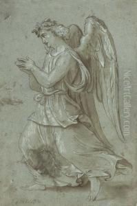 Angel Facing To The Left With Hands Folded. by Valerio Castello