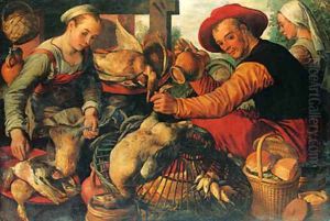 Peasants at a Poultry Stall by Joachim Beuckelaer