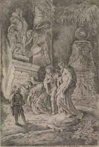 Four Soldiers Amidst Broken Tombs (temporalis Aeternitas)