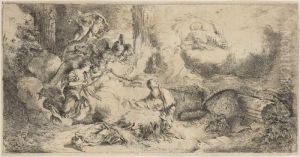 Geburt Christi Mit Gottvater by Giovanni Benedetto Castiglione