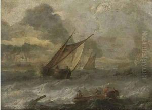Shipping in a stiff breeze by Ludolf Backhuyzen