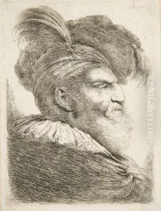 Tete De Vieillard Barbu De Profil Vers La Droite