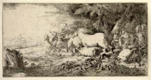 Noah And The Animals Entering The Ark by Giovanni Benedetto Castiglione
