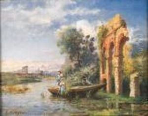 Pescatorelli Lungo Il Fiume by Giuseppe Castiglione