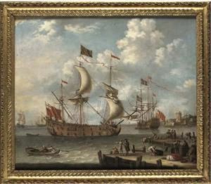An English Fourth Rate Arriving Off Genoa