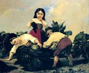 Children Looking Under a Cabbage by Clement Boulanger
