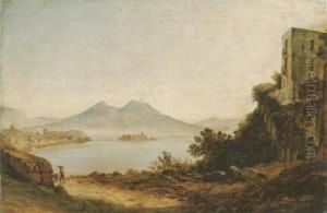Blick Uber Den Golf Von Neapel Auf Den Vesuv by Franz Ludwig Catel