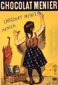 Reproduction of a poster advertising 'Menier' chocolate