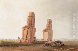 Arabs Resting By The Colossi At Memnon, Thebes