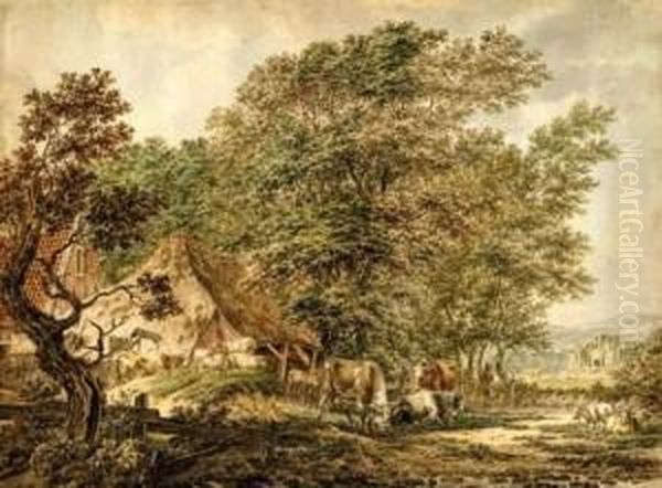Village Landscape With Cattle - view 1