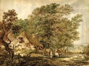Village Landscape With Cattle