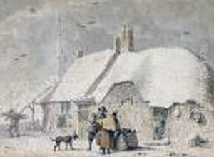 Peasants By A Cottage by Jacob Cats