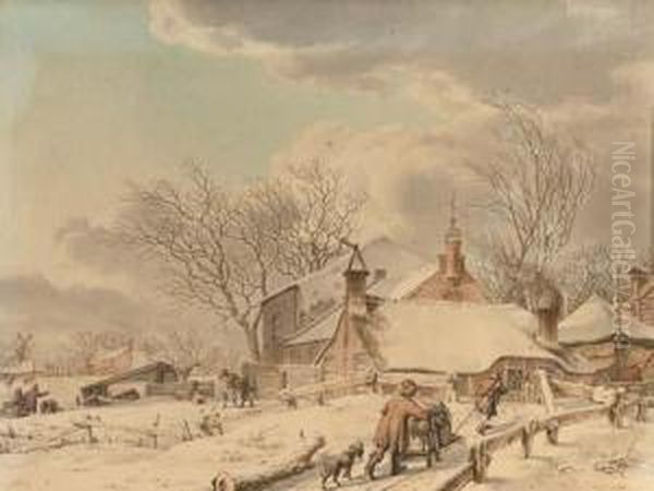 A Winter Landscape With Farmers Gathering Wood - view 1