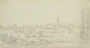 Landscape With A Herdsman Milking A Cow And A Distanttown Landscape With A Herdsman Milking A Cow And A Distanttown