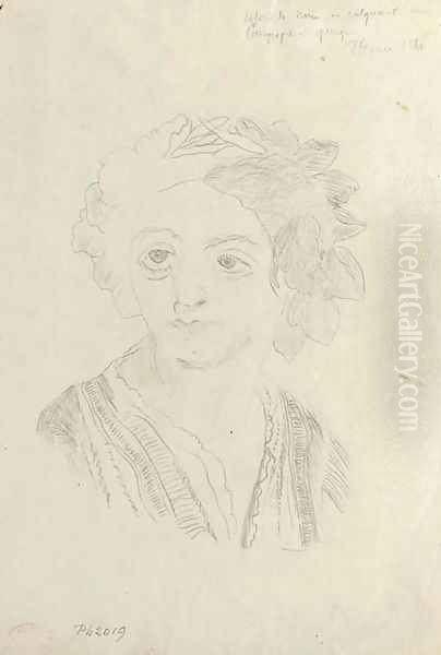 Tete de femme avec des fleurs dans ses cheveux - view 1