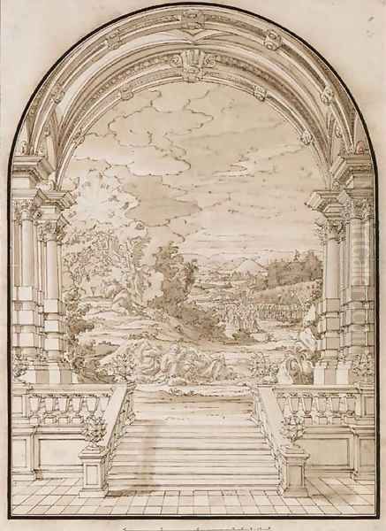 The Agony in the Garden seen from a loggia - view 1