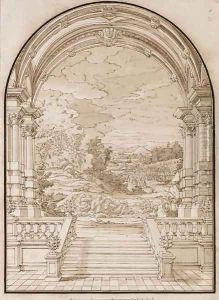 The Agony in the Garden seen from a loggia by Giuseppe Galli Bibiena