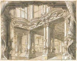 The courtyard of a palace, for a theatrical set by Giuseppe Galli Bibiena