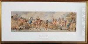 "a Nobleman And A Retinue Of Knights Setting Out From Acastle